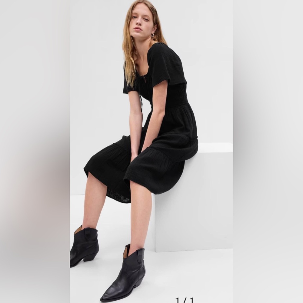 GAP Crinkle Gauze Midi Dress - Medium
